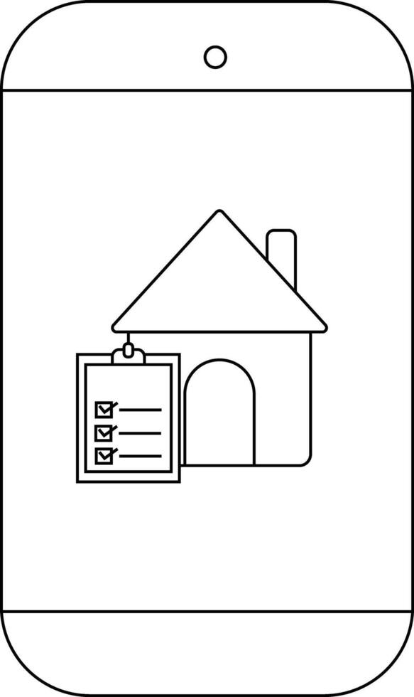 A home checklist icon displayed on a phone screen suggesting property inspection or real estate tasks vector