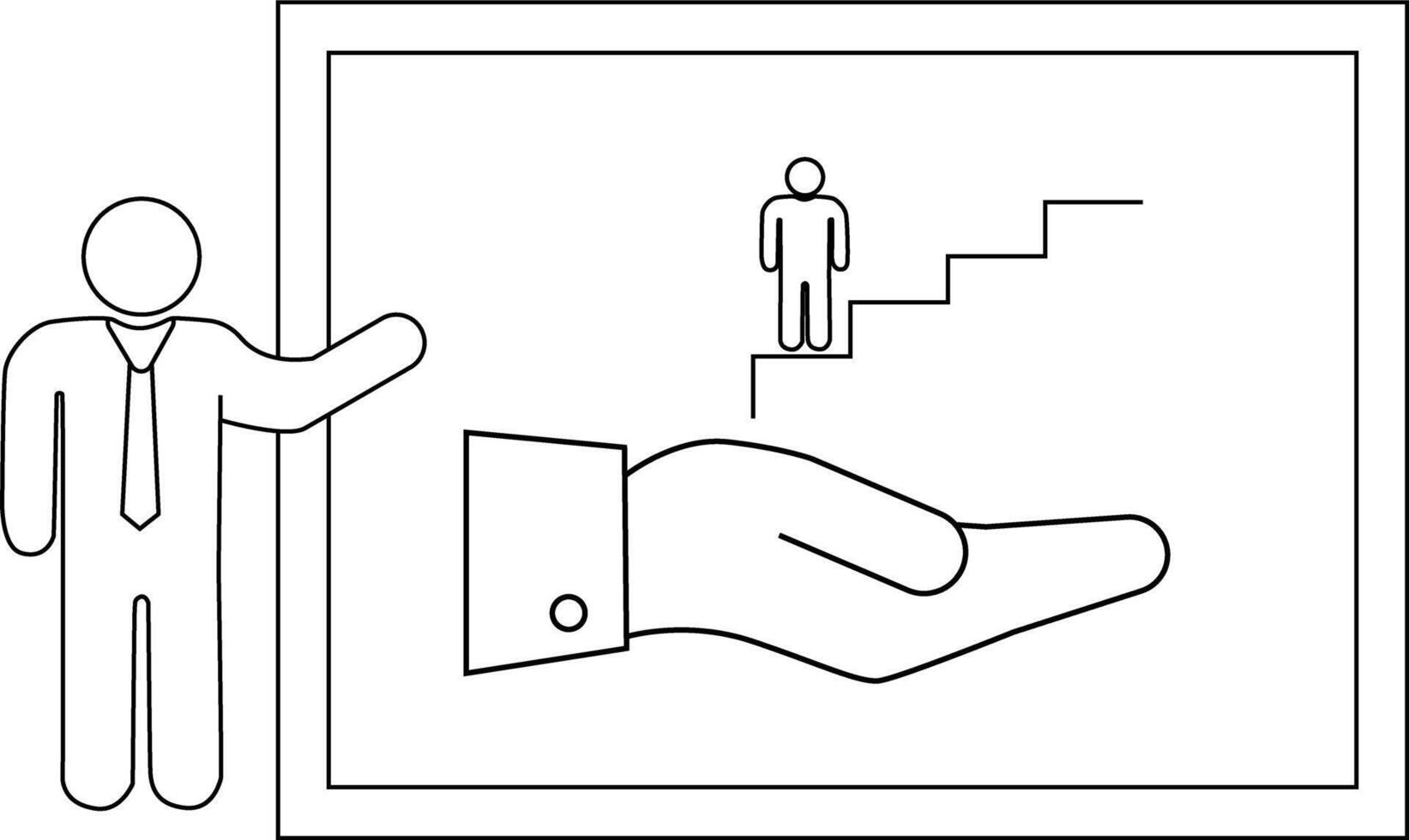 Man presenting chart hand lifting person toward steps vector