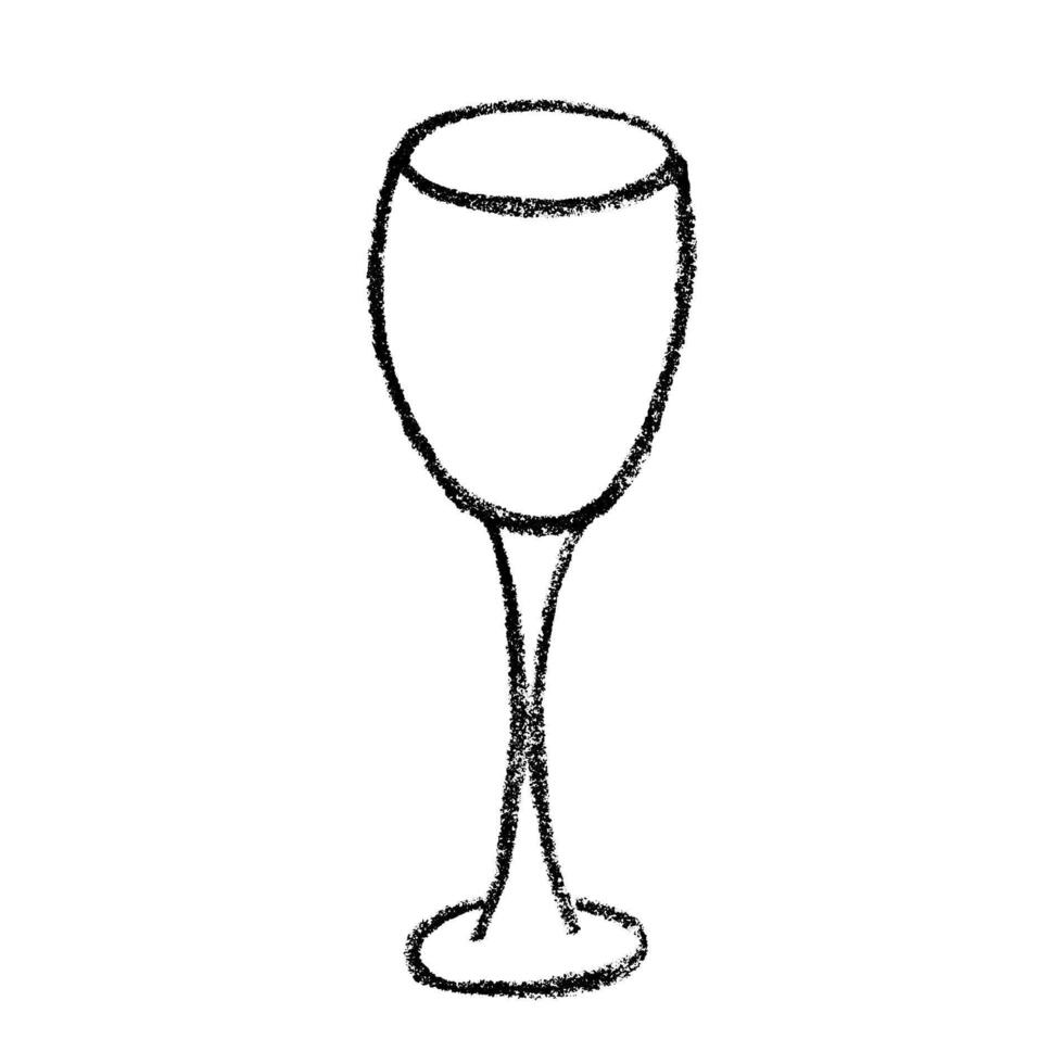 Hand drawn empty wine glass Alcohol drink clipart in doodle style Single element for print, web, design, decor Happy New Year 2026 texture vector