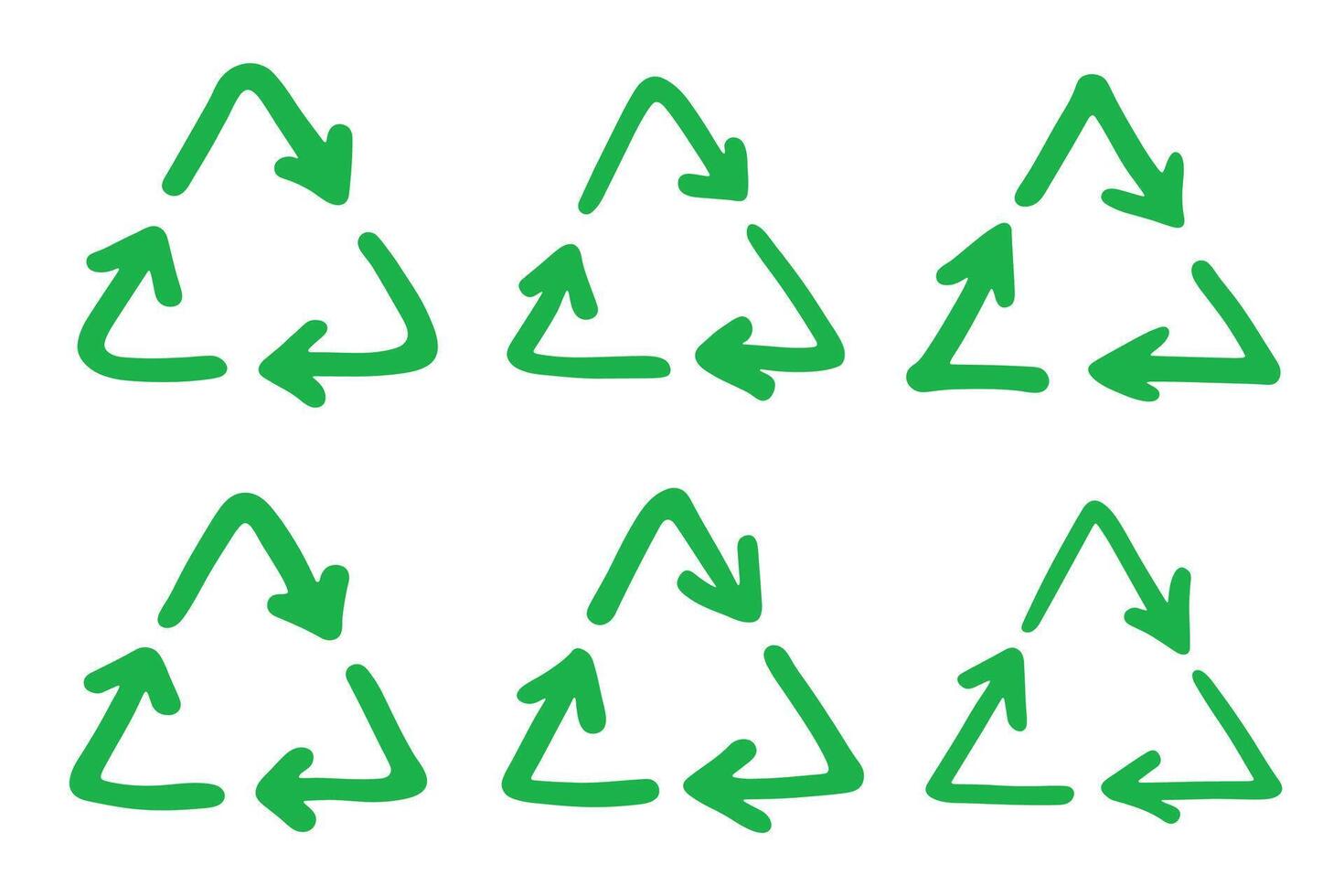 ecological emblem Set of hand drawn recycle arrow icon Recycling resources symbol Reuse of materials, zero waste, green environment, saving the planet vector