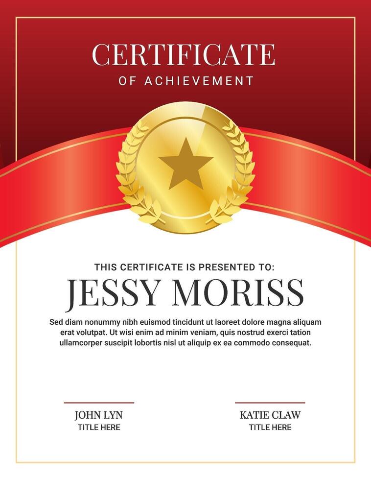 Red Ribbon Certificate Template Vertical Version