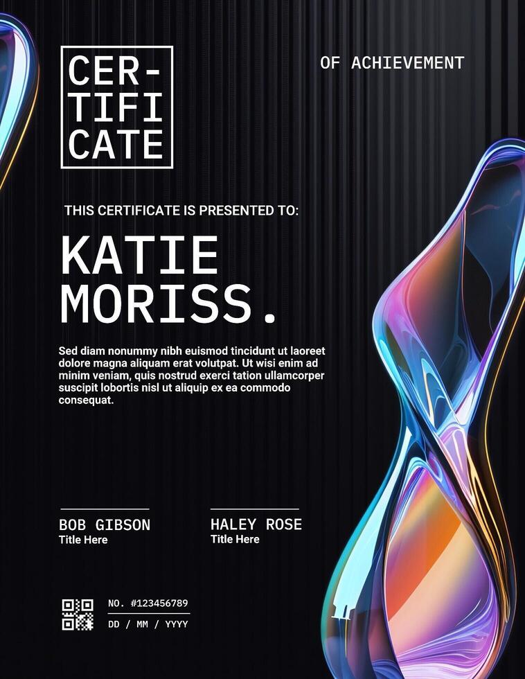 Black Glass Abstract  Certificate Template