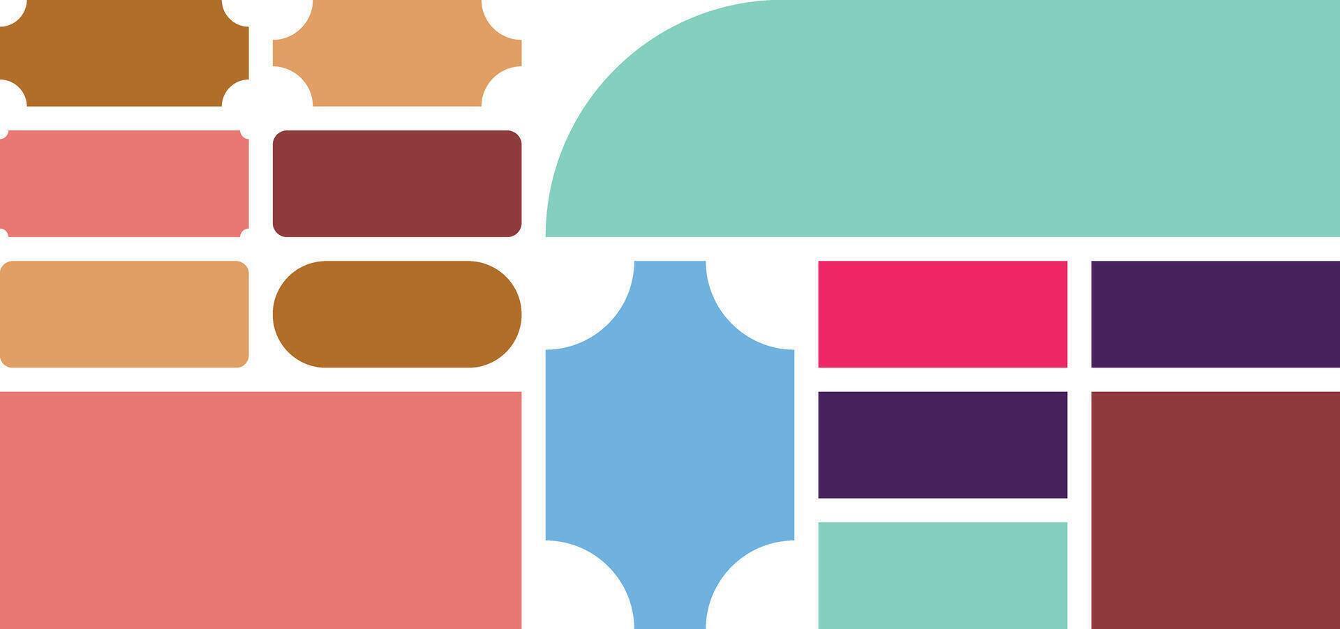 Abstract geometric shapes with a palette of warm and cool colors arranged in a collage vector