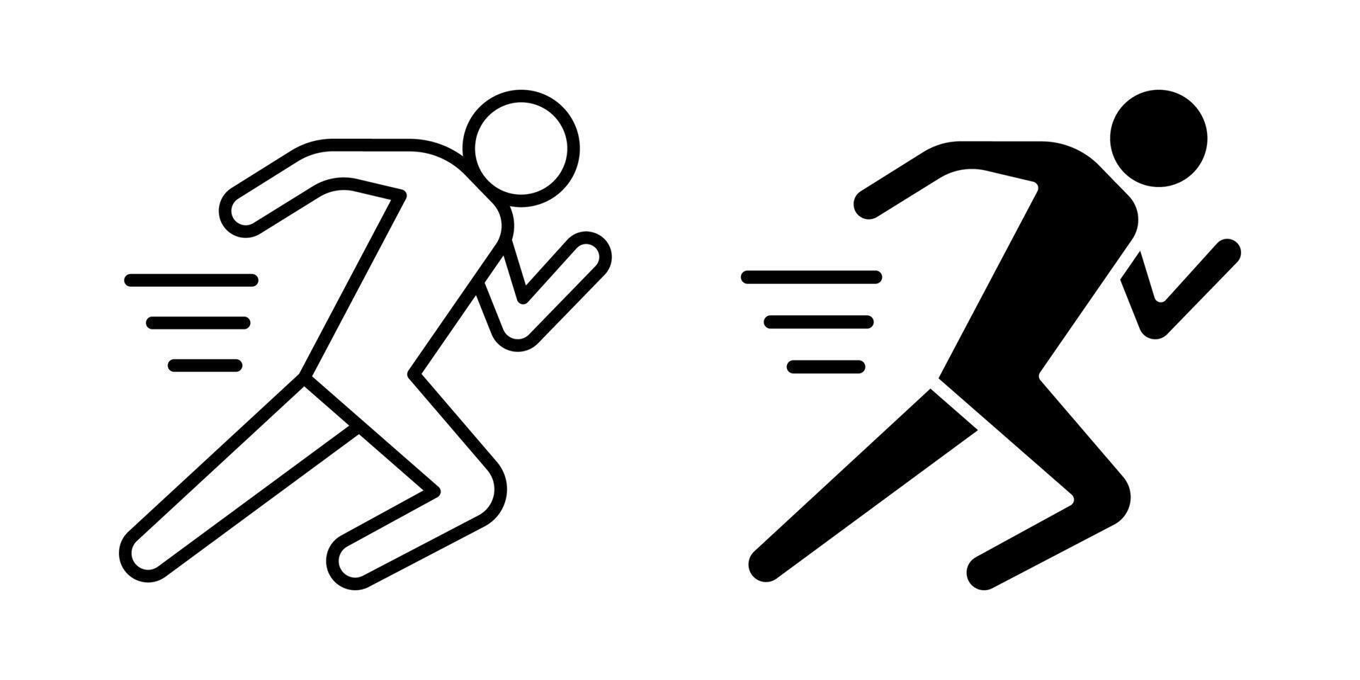Running icon set. A minimalist illustration of a running man icon. Great for use in sports, fitness, or transportation related projects.. Isolated on white background. vector