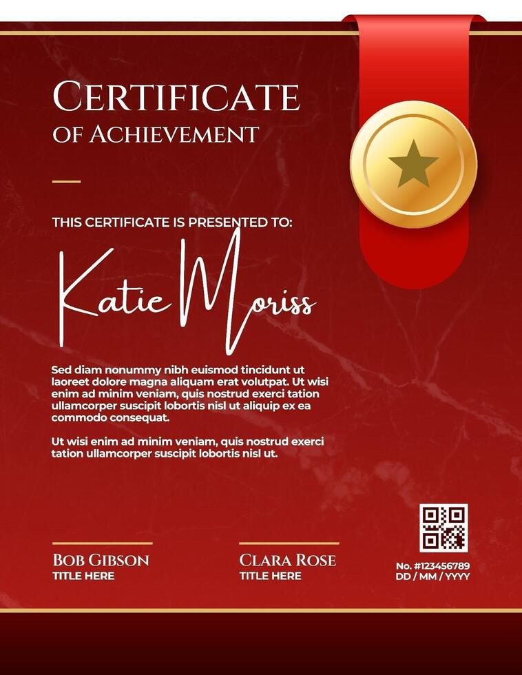 Red Ribbon Certificate Vertical Template