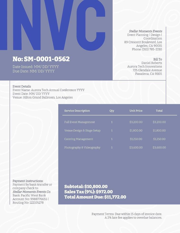 Event Planning Invoice Template