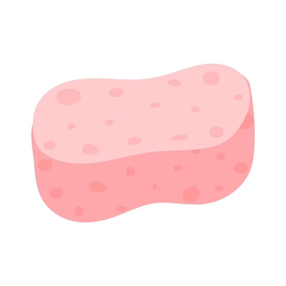 Colorful pink sponge resting on a white background in a simple and minimalistic style vector