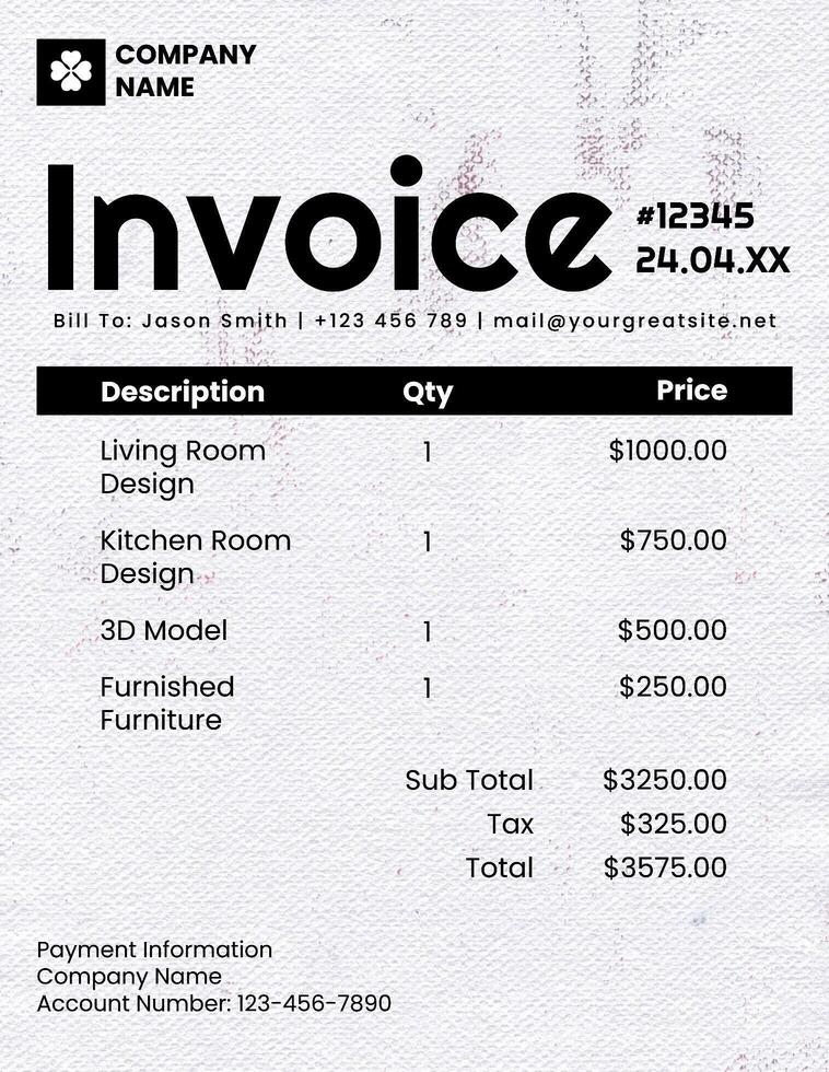 Interior Design Service Invoice template