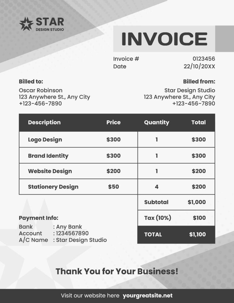 Design Studio Monochrome Invoice template