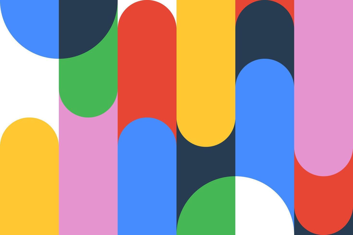 Geometric Bauhaus Background in Mosaic Block Style Seamless Pattern vector