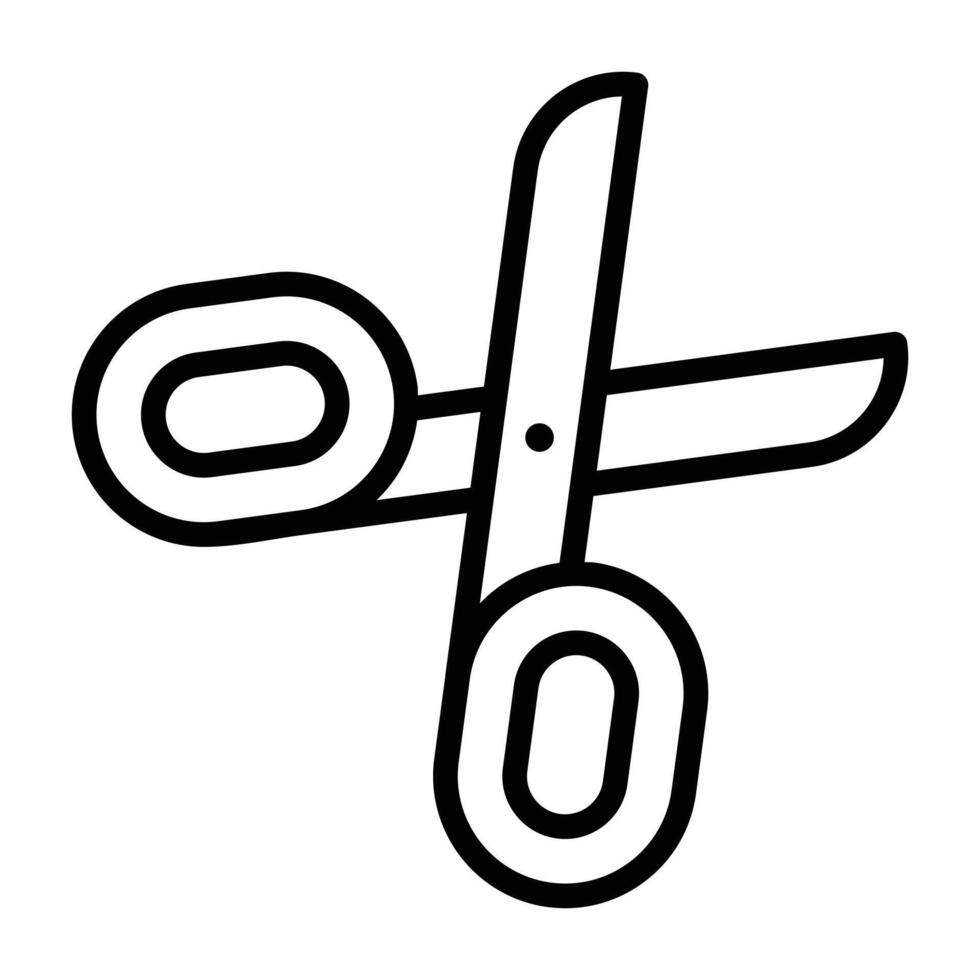 Simple line art of scissors representing cutting and crafting tools. Ideal for school, office, and creative projects. vector