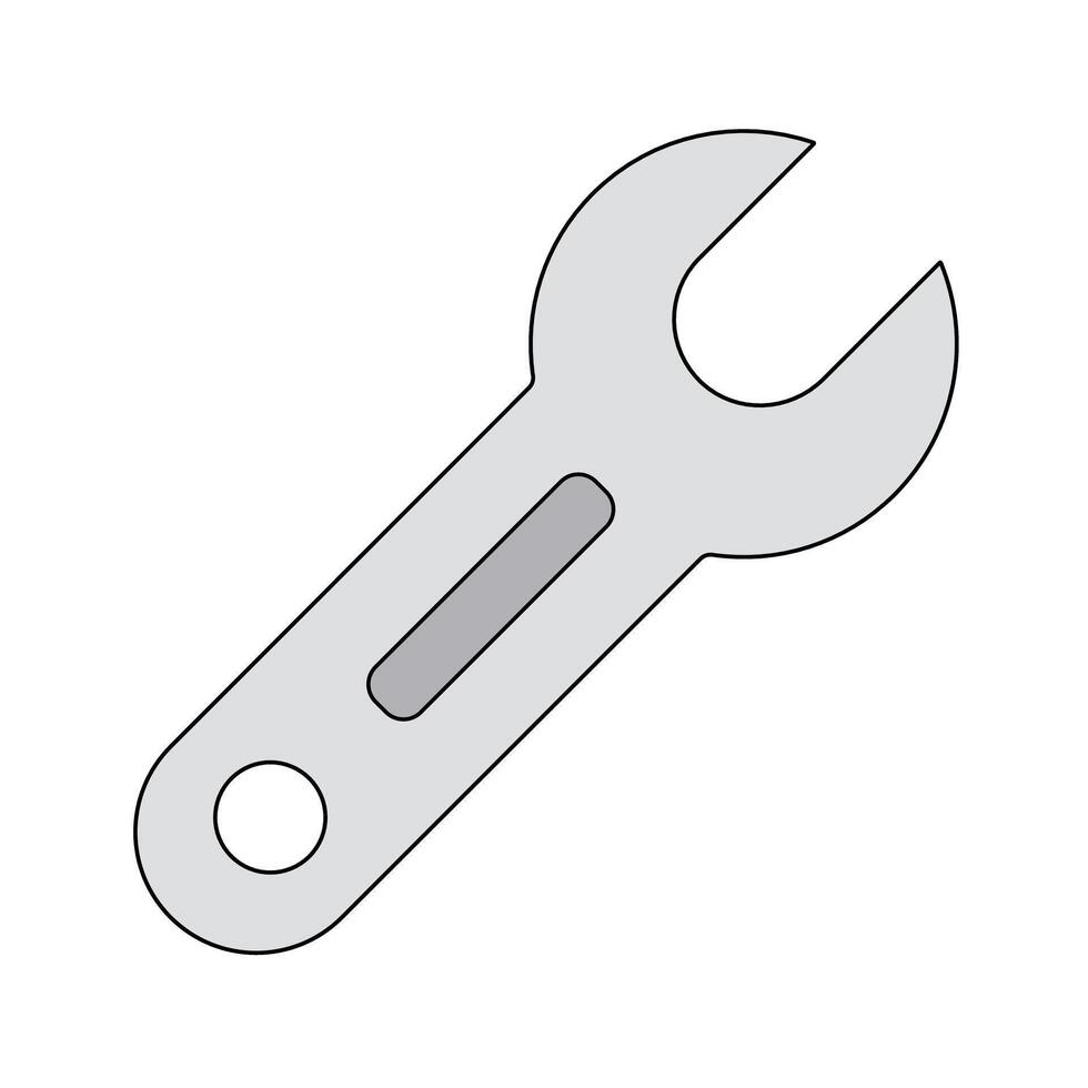 Open-Ended Wrench Icon. Simple Mechanical Tool Graphic for Settings, Service, and Maintenance Applications. vector