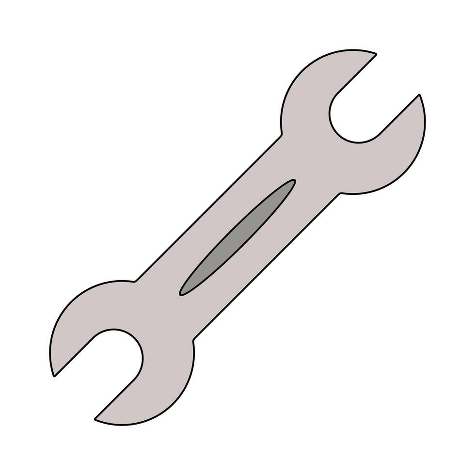 Mechanical Repair Wrench Icon. Simple Open-Ended Spanner Tool Illustration for Settings and Service Concepts. vector