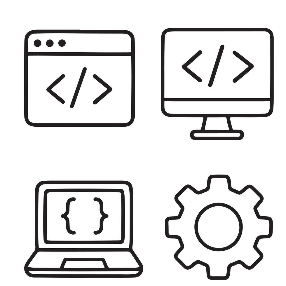 web desarrollo y programación herramientas icono colocar. vector