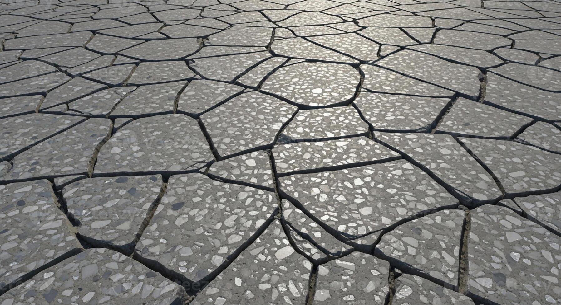 Textured gray stone paving slabs arranged in an irregular mosaic pattern with dark grout lines creating a natural and rustic ground surface photo