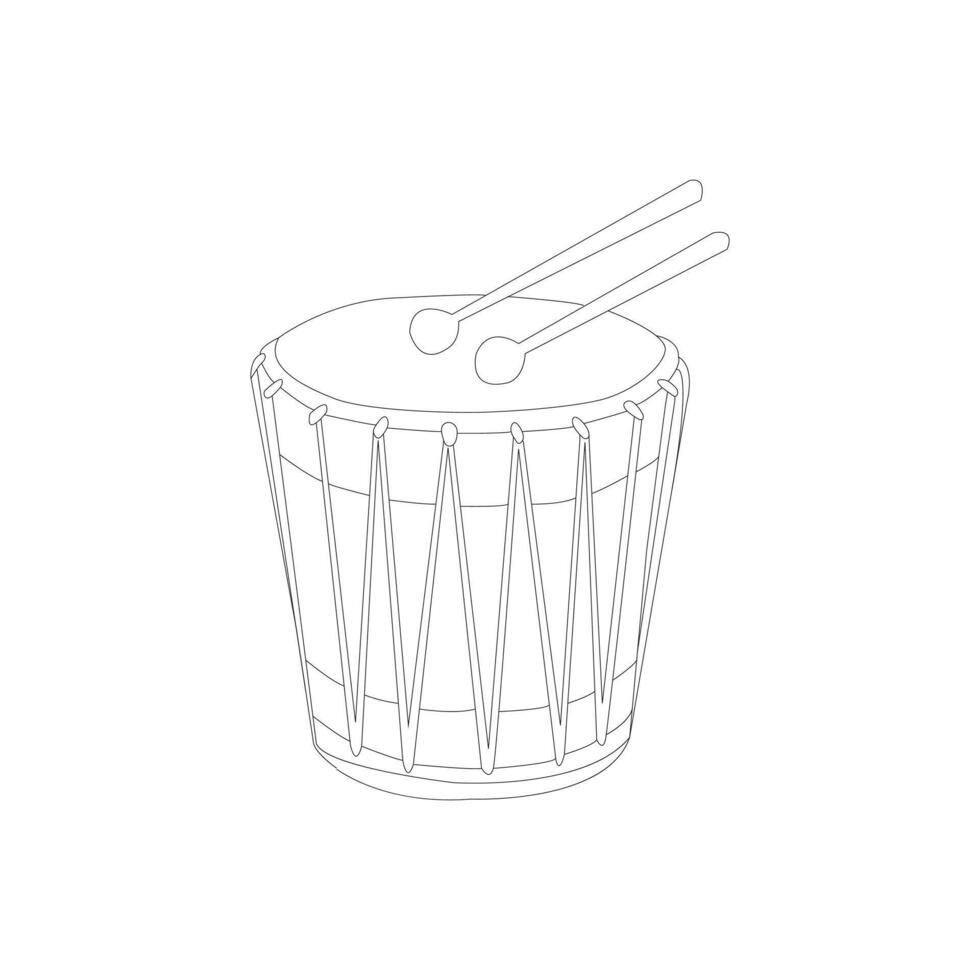 a drawing of a drum with two sticks vector