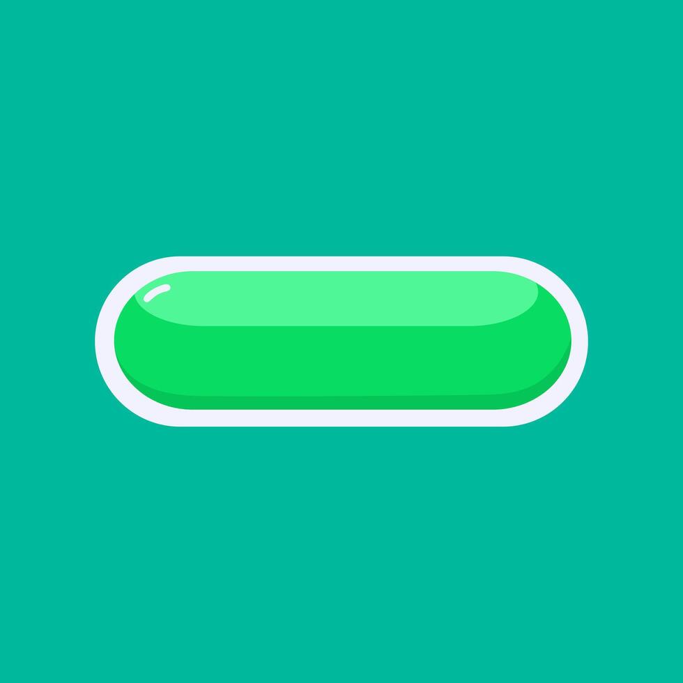 Glossy green button with smooth reflection ideal for modern UI, app, and digital interface designs. vector