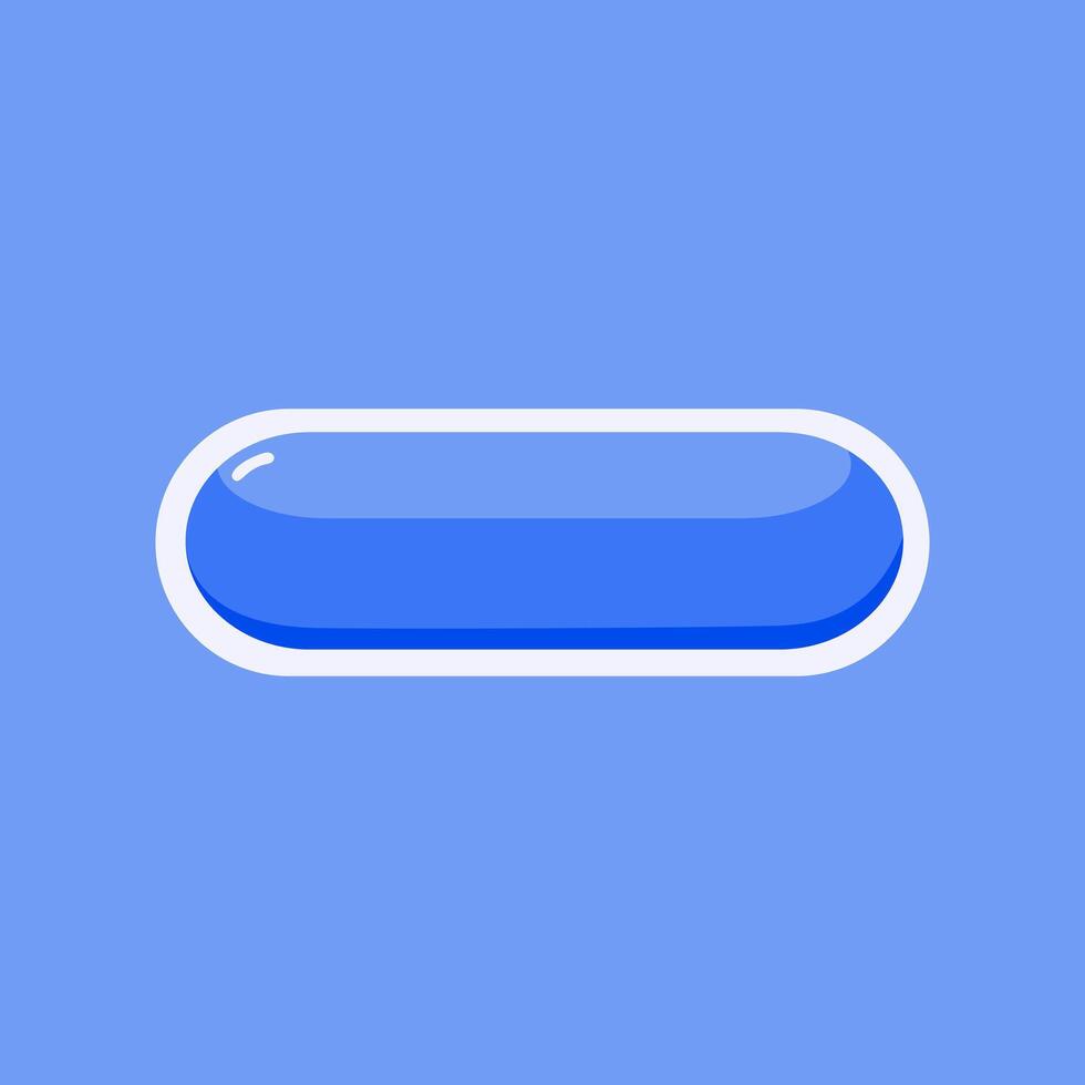 Glossy blue button with smooth reflection on a soft background ideal for UI, app, and web interface designs. vector