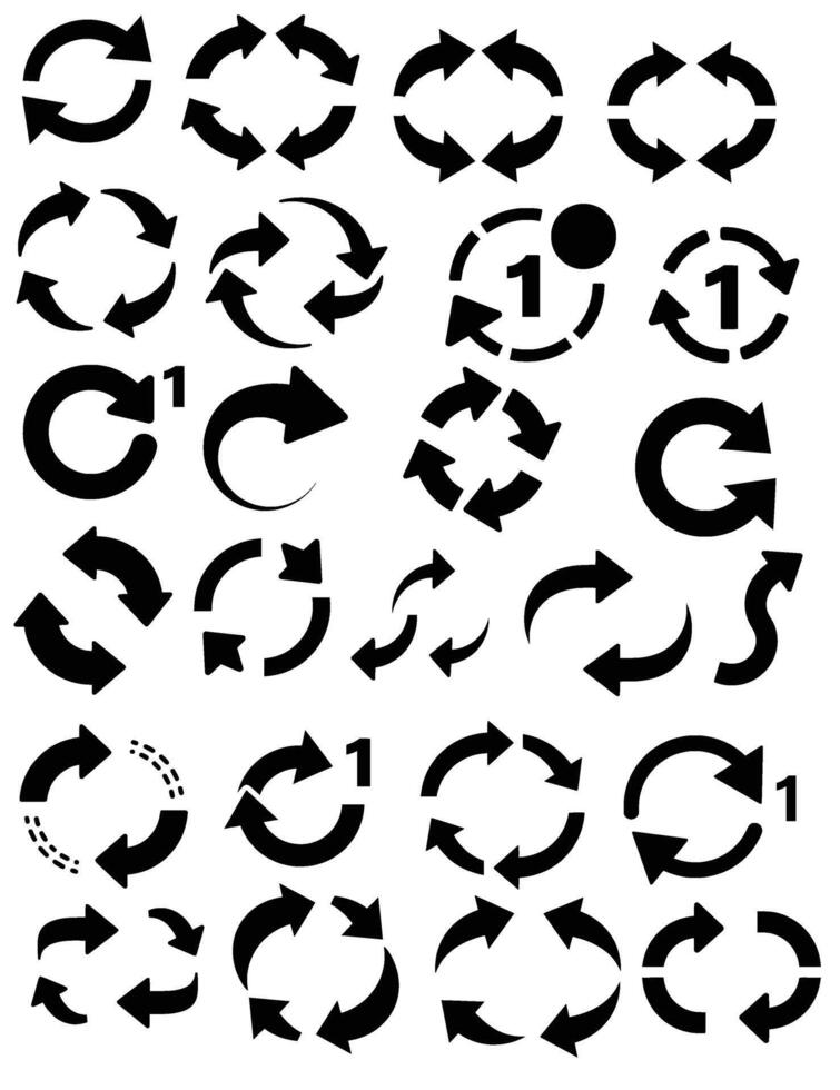 circular flecha colección un conjunto de bucle flecha diseños, ideal para representando ciclos, procesos, o actualizar comportamiento en gráfico diseño proyectos vector
