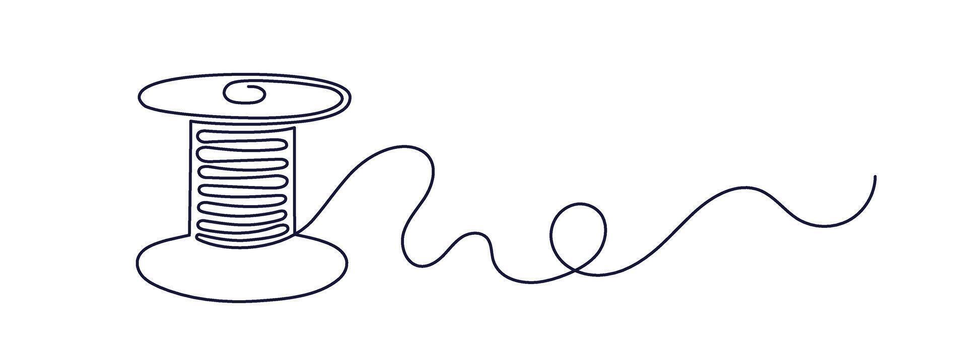 Spools of thread. Continuous line. contour vector
