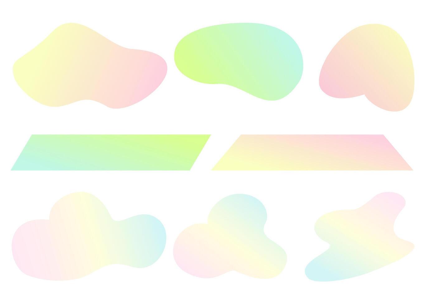 Set of pastel gradient abstract shapes and elements, suitable for background, poster, and graphic design decoration. vector