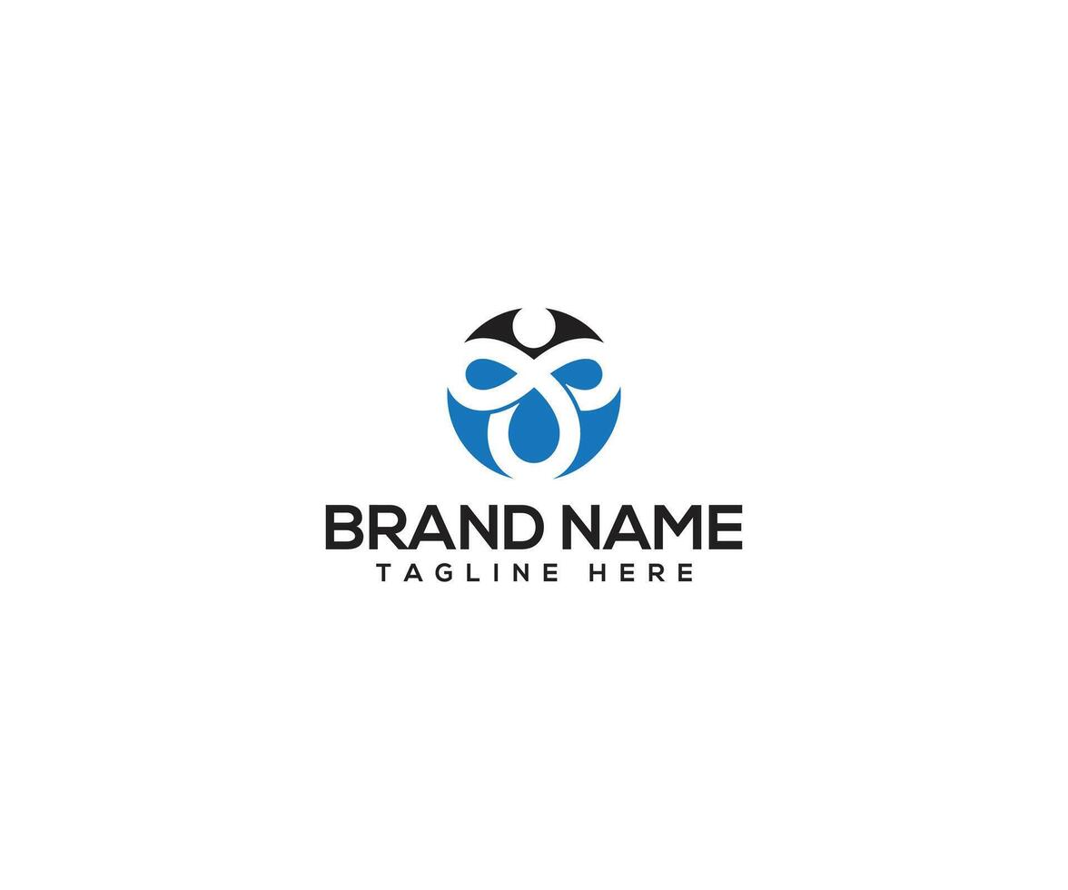 Abstract Logo Design A modern and symbolic logo featuring a person shape integrated within an abstract, spherical form, conveying concepts of unity, growth, and connection. vector
