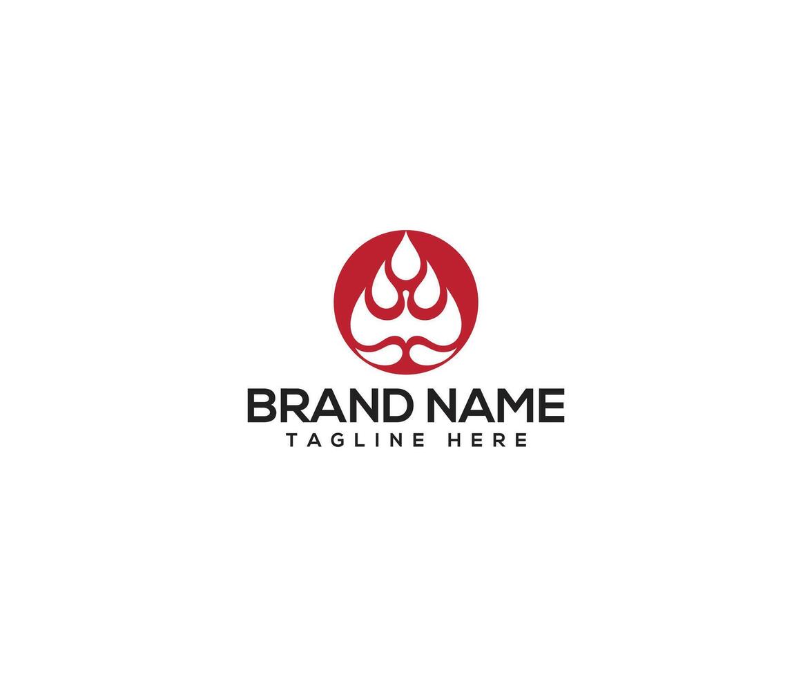 Abstract Flame Emblem A minimalist and elegant emblem features a stylized flame element within a red circle, the graphic symbolizing energy, passion, and creativity. vector