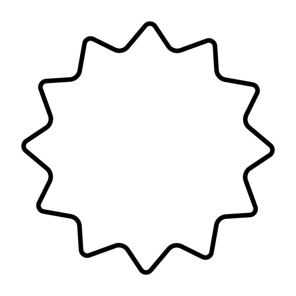 An outline of a twenty-pointed star with a rounded, zig-zag edge, on a white background vector