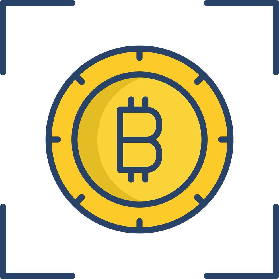 bitcoin focus linear color icon design vector