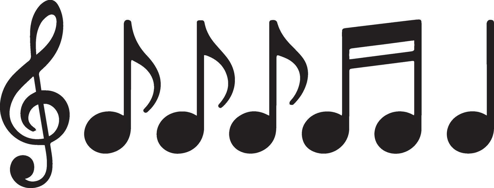 Musical Notation with Treble Clef and Various Note Values, Isolated on White vector