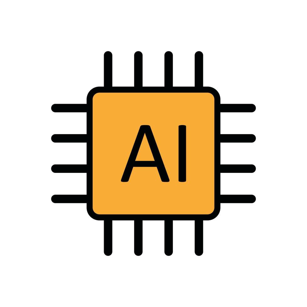 Artificial Intelligence Orange Microchip Symbol for Robotics, Computing, and Neural Networks vector