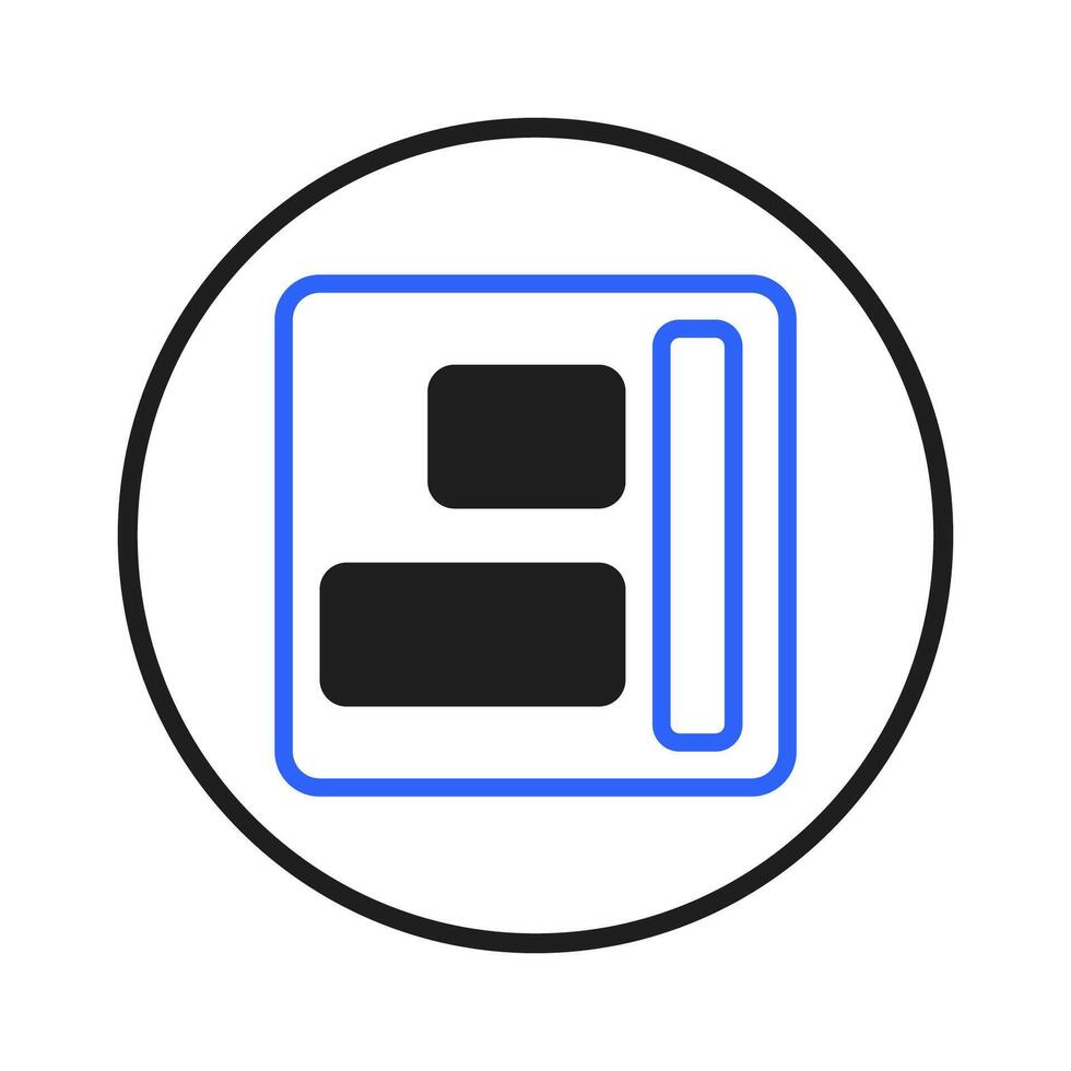 Abstract layout design icon symbolizing content organization with contrasting elements and vector