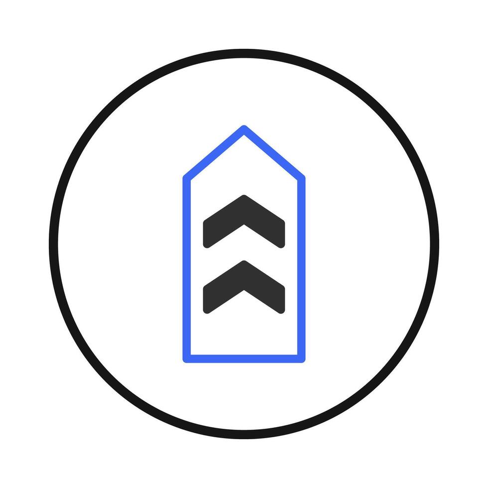 Geometric upward arrows design within a circular frame embodying progression and advancement with vector