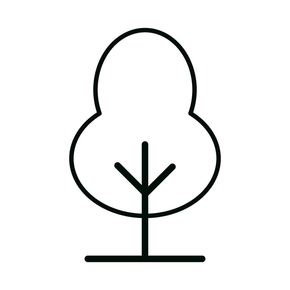 Modern Monoline Tree Design with Fluidly Curved Canopy Resembling a Rounded Hourglass Shape and Angular Branch Junctions vector
