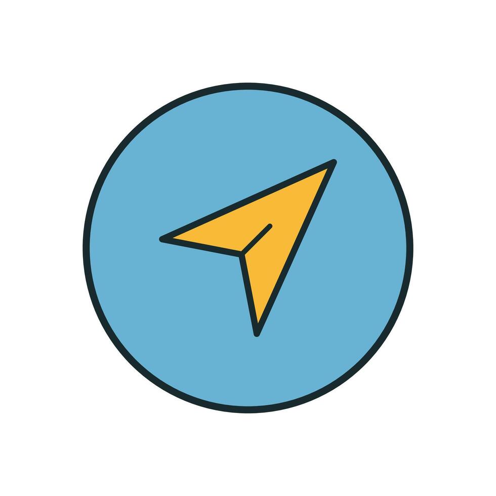 Modern Send arrow icon in round blue button, flat style sign for mobile vector