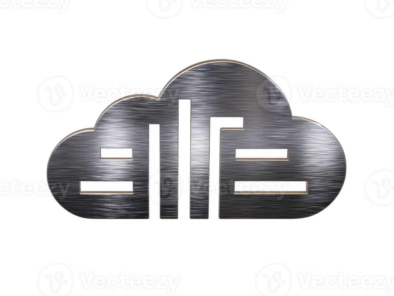 metallico nube spazzolato struttura astratto argento tecnologia digitale icona isolato moderno design simbolo metallico nube icona con spazzolato argento struttura astratto design e moderno digitale tecnologia png