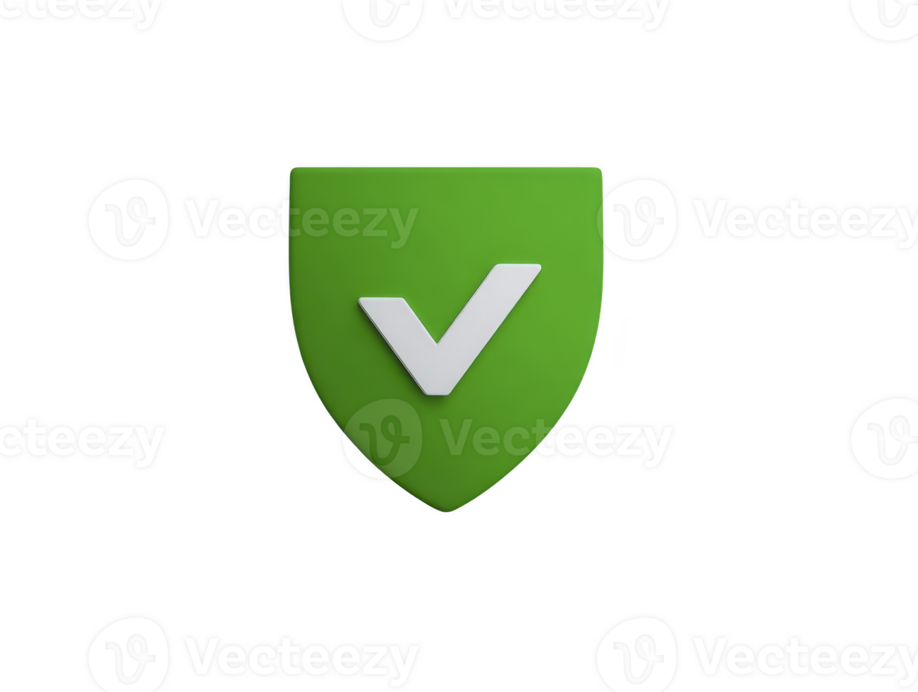 Green shield white check mark security protection safety approval 3D icon isolated digital symbol trust assurance modern clean simple positive verification internet web application interface png