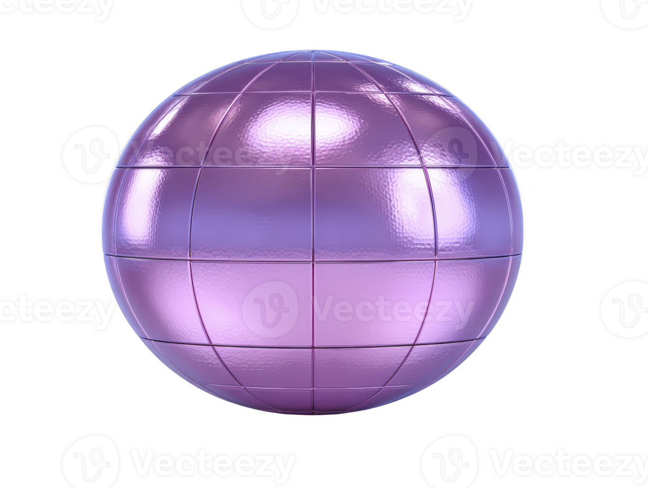 Glossy purple sphere metallic texture geometric grid pattern futuristic design reflective surface digital art modern abstract vibrant color 3D rendering creative concept png