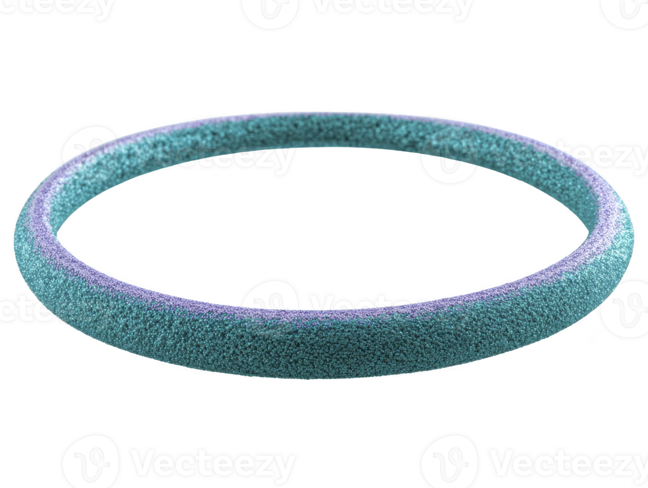 Textured turquoise ring with soft, matte surface and subtle purple accent, circular shape, isolated on transparency background, modern minimal design, calm and elegant mood png