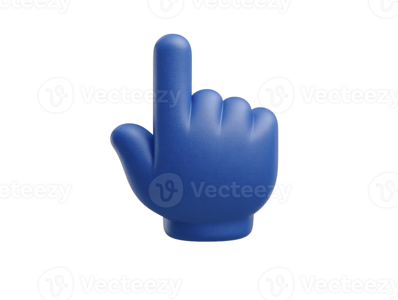 Blue hand cursor foam finger pointing up isolated on transparency background playful and cheerful symbolizing direction attention or selection in digital and sports contexts png