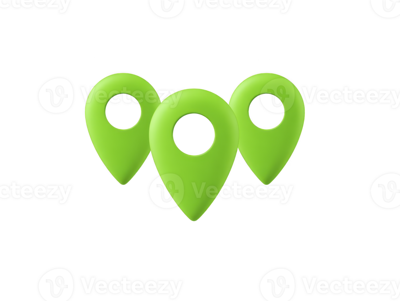 Green location pin map marker navigation symbol 3D icon isolated modern simple travel direction digital cheerful technology pointer GPS position destination route wayfinding bright minimal graphic png