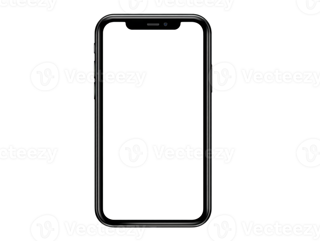 Smartphone frame black border modern mobile device isolated on transparent background blank screen digital technology minimal design empty display contemporary style sleek and simple png