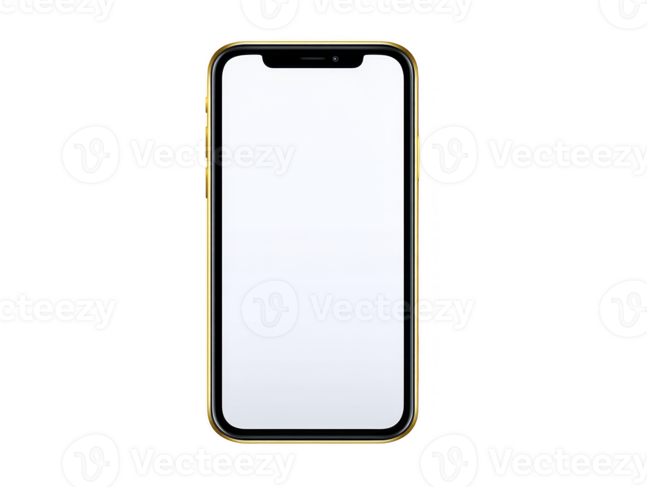 Smartphone mobile blank screen modern digital isolated device technology touch gold frame minimal communication vertical display clean empty contemporary wireless portable sleek elegant front view png