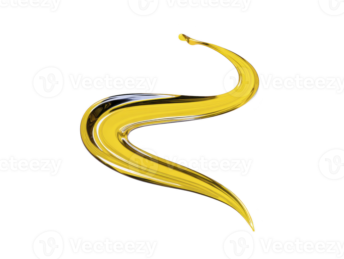 Yellow paint stroke, abstract curved line, glossy texture, isolated on transparent background, modern art element, creative design, energetic and dynamic visual style png