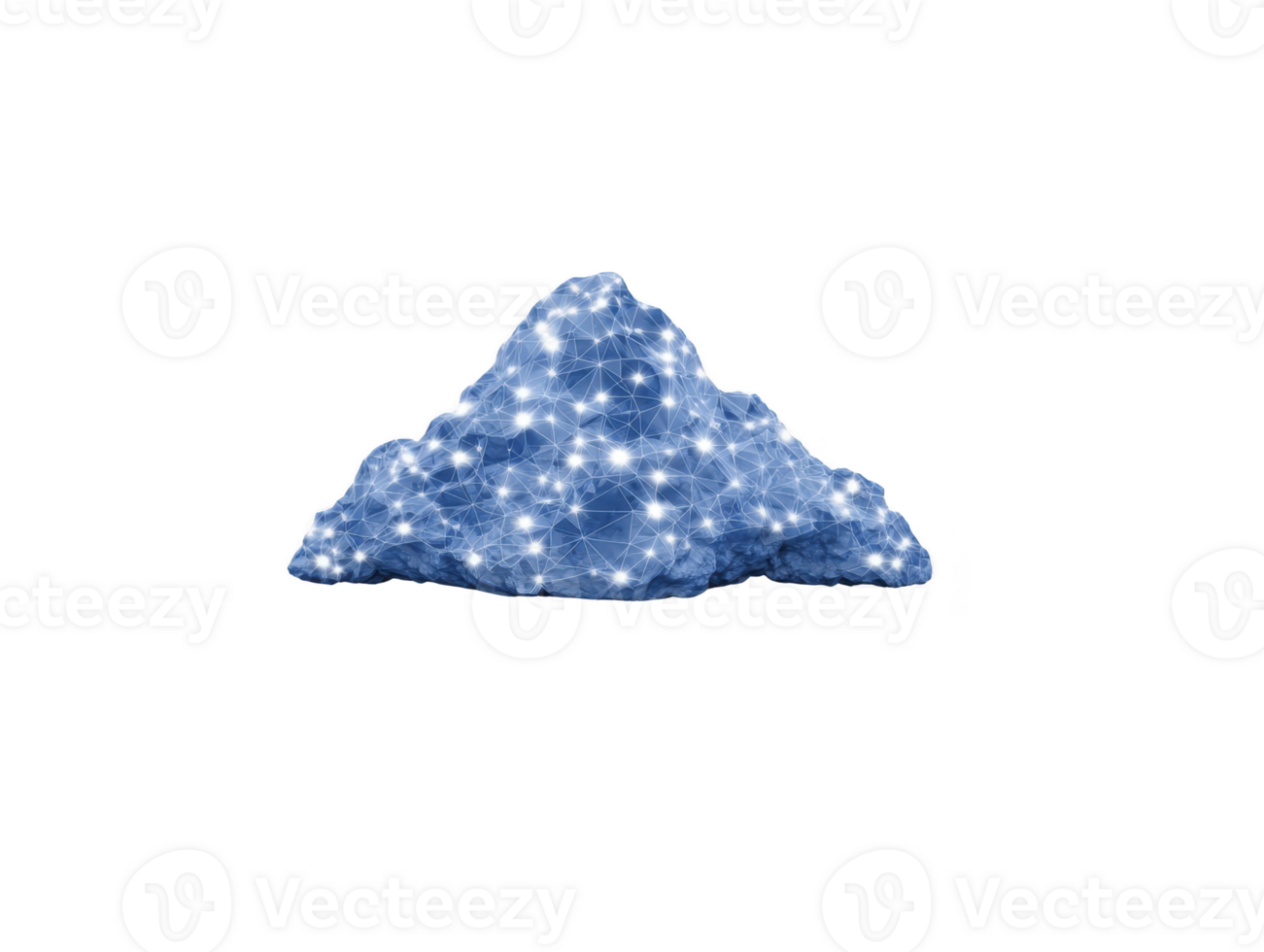 Blue crystal with glowing network lines, digital connection, abstract technology, futuristic design, polygonal pattern, isolated on transparency background, innovation concept png