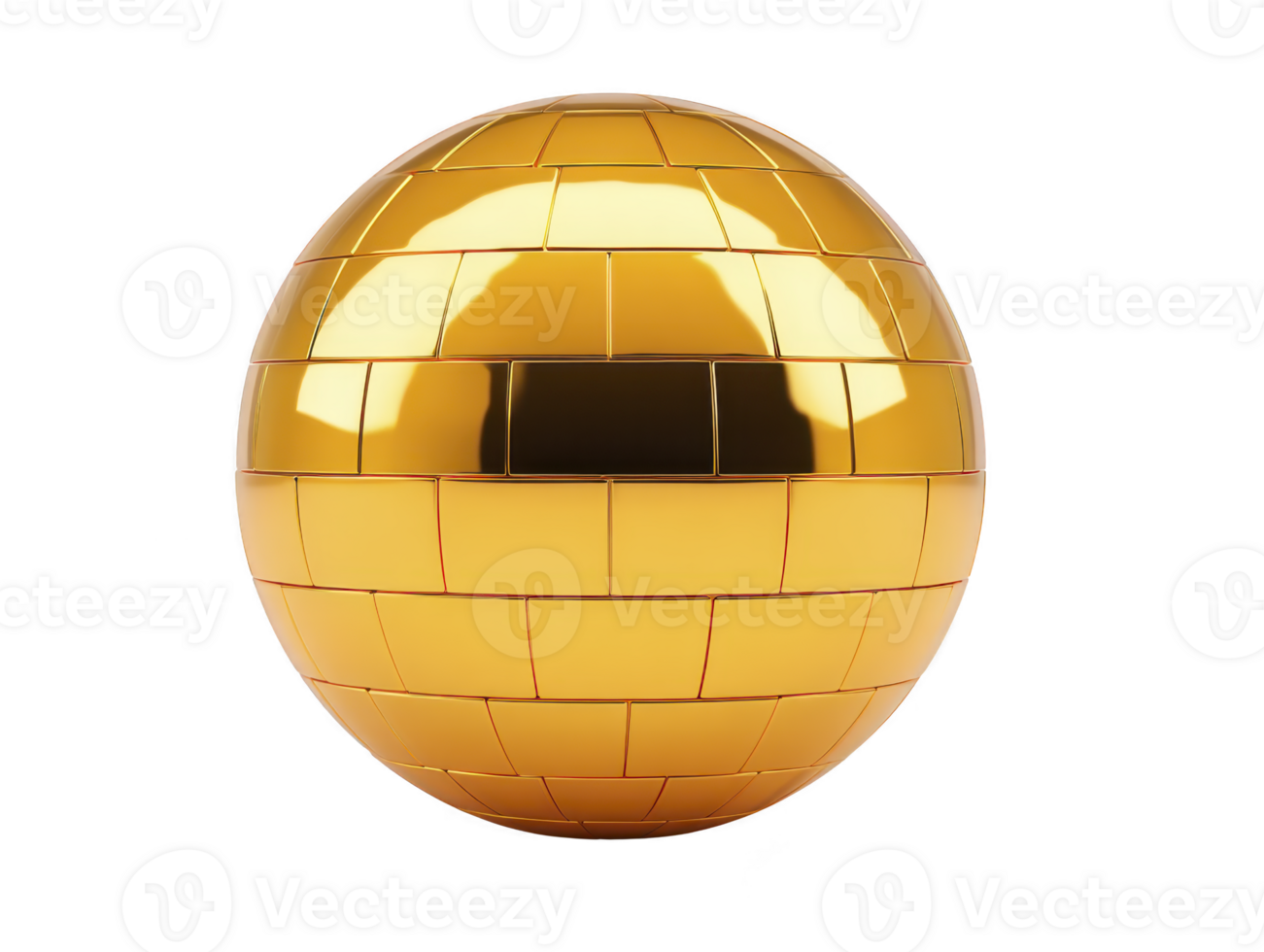 Golden sphere with shiny reflective surface and tile pattern, isolated on transparency background, modern abstract design, luxurious and futuristic, elegant and captivating png