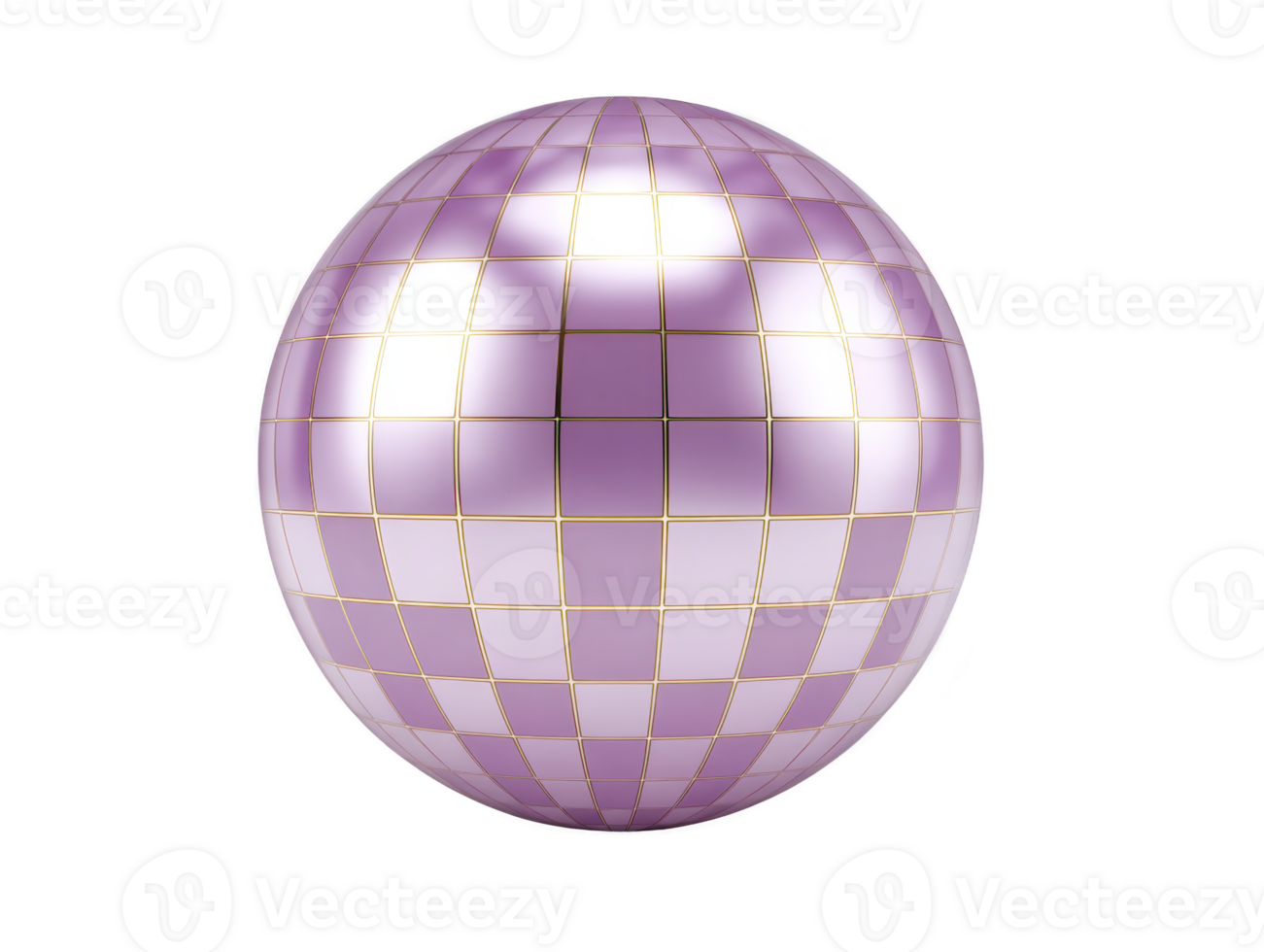 Shiny pink sphere with reflective surface, grid pattern, geometric design, modern style, isolated on transparent background, futuristic and elegant appearance png