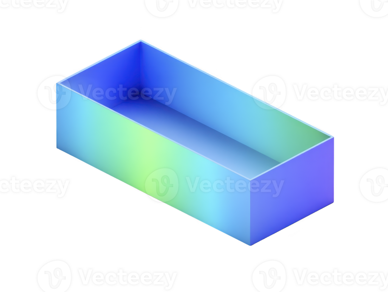 rectangulaire boîte pente bleu vert 3d isométrique vide récipient géométrique minimal rectangulaire boîte avec bleu et vert pente isométrique 3d style vide récipient géométrique minimal conception moderne png