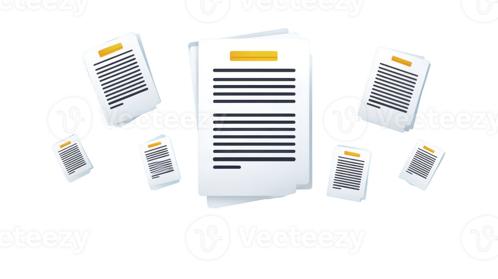 pilha do documento ilustração flutuando papel folhas digital papelada transparência fundo moderno plano estilo o negócio conceito organização escritório fluxo de trabalho produtividade eficiência comunicação png