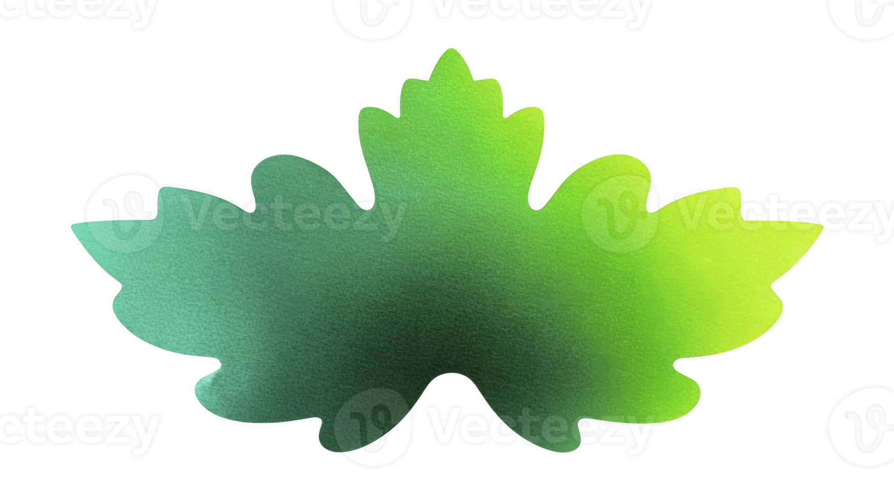 Green leaf silhouette with gradient color, isolated on transparency background, features smooth texture and abstract shape, suitable for nature, eco, or botanical design concepts png